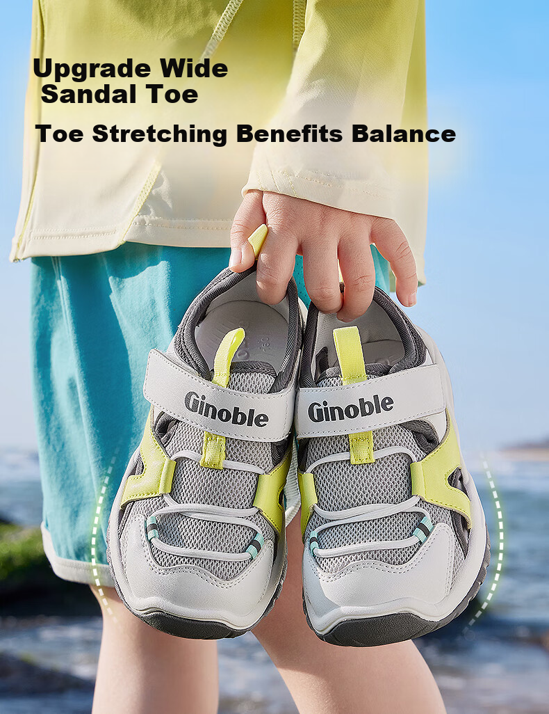 Ginoble Baby Walking Shoes Summer Boys and Girls Comfortable Breathable Sandals Beach Shoes GW1741 Light Gray/White 3