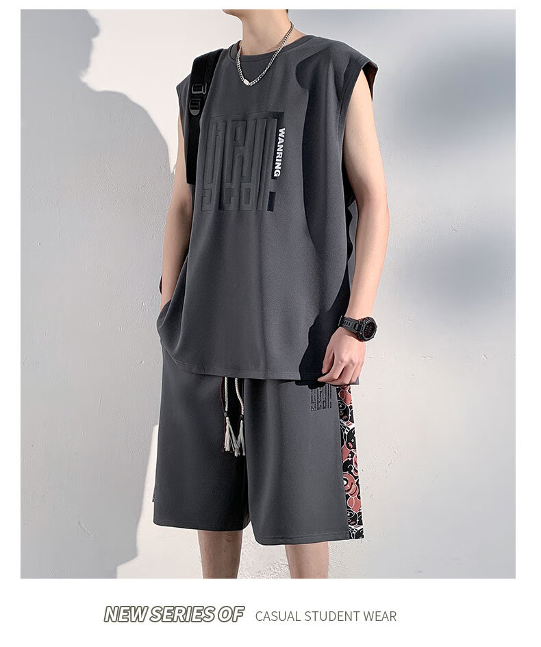 POUM American Style Ice Silk Quick-Dry Men's Sleeveless Vest Summer Sports Outerwear F25812 Black 2XL 14