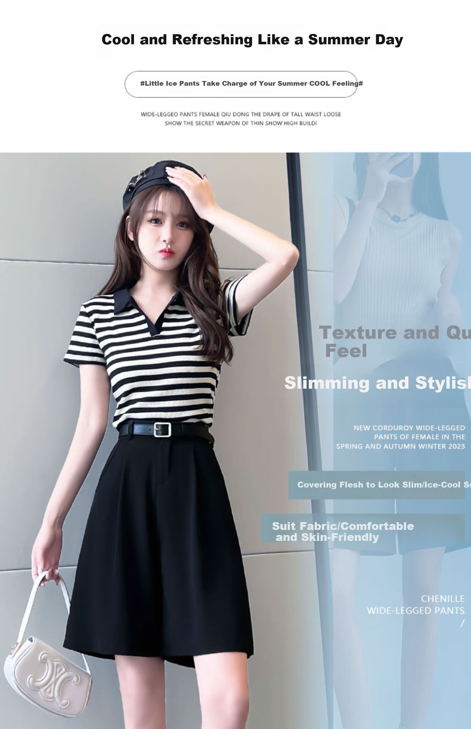 LangSha Women's Wide-Leg Straight Shorts, Summer Loose-Fitting High-Waisted Slimming A-Line Mid-Length Pants for Outdoor Wear 9