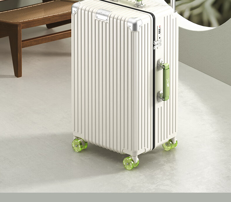 Huili High-Quality Wide Handle Suitcase, Carry-On Luggage, Small Password Lock Travel Case for Men And Women, White, 20 Inches 2