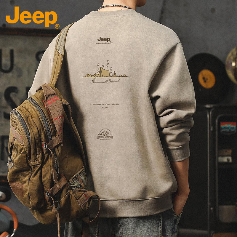 Мужская толстовка JEEP, лонгслив с круглым вырезом, повседневная, размер XL, цвет хаки