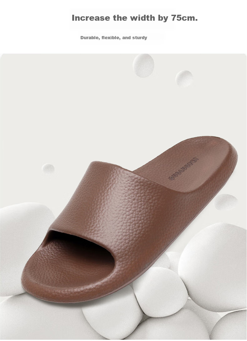 GUOLUOFEI Thick-Soled Slip-On Sandals for Men And Women, Summer Bathroom Shower Non-Slip Indoor Slippers, Light Brown, Size 44-45 7