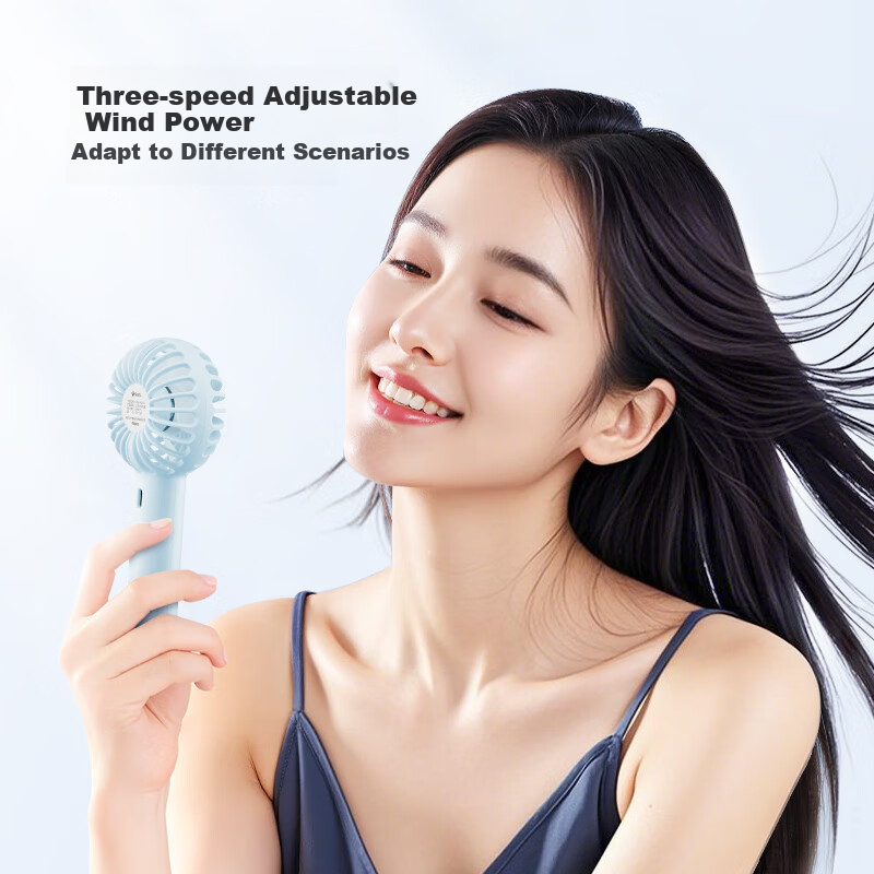 BULL Handheld Mini Fan, Electric Core with 3C Certification, 3-Speed Wind Volume, Portable Mini 2000mAh Long Battery Life, Quiet Small Fan with Encrypted Mesh Cover And Lanyard, Miyun White