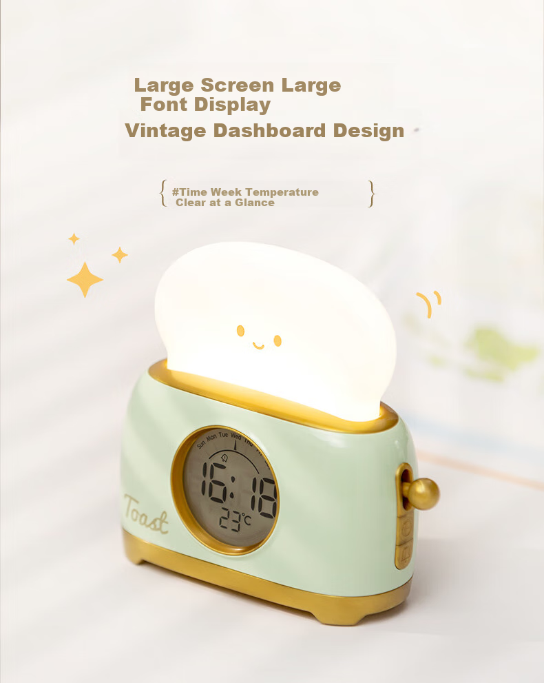 BANDIAN ORIGINality Retro Bread Maker Alarm Clock for Students, Desktop Learning Clock with Night Light, Countdown Timer, Multifunctional Bedside Sleep Light, Back-To Gift, Cream Yellow 8