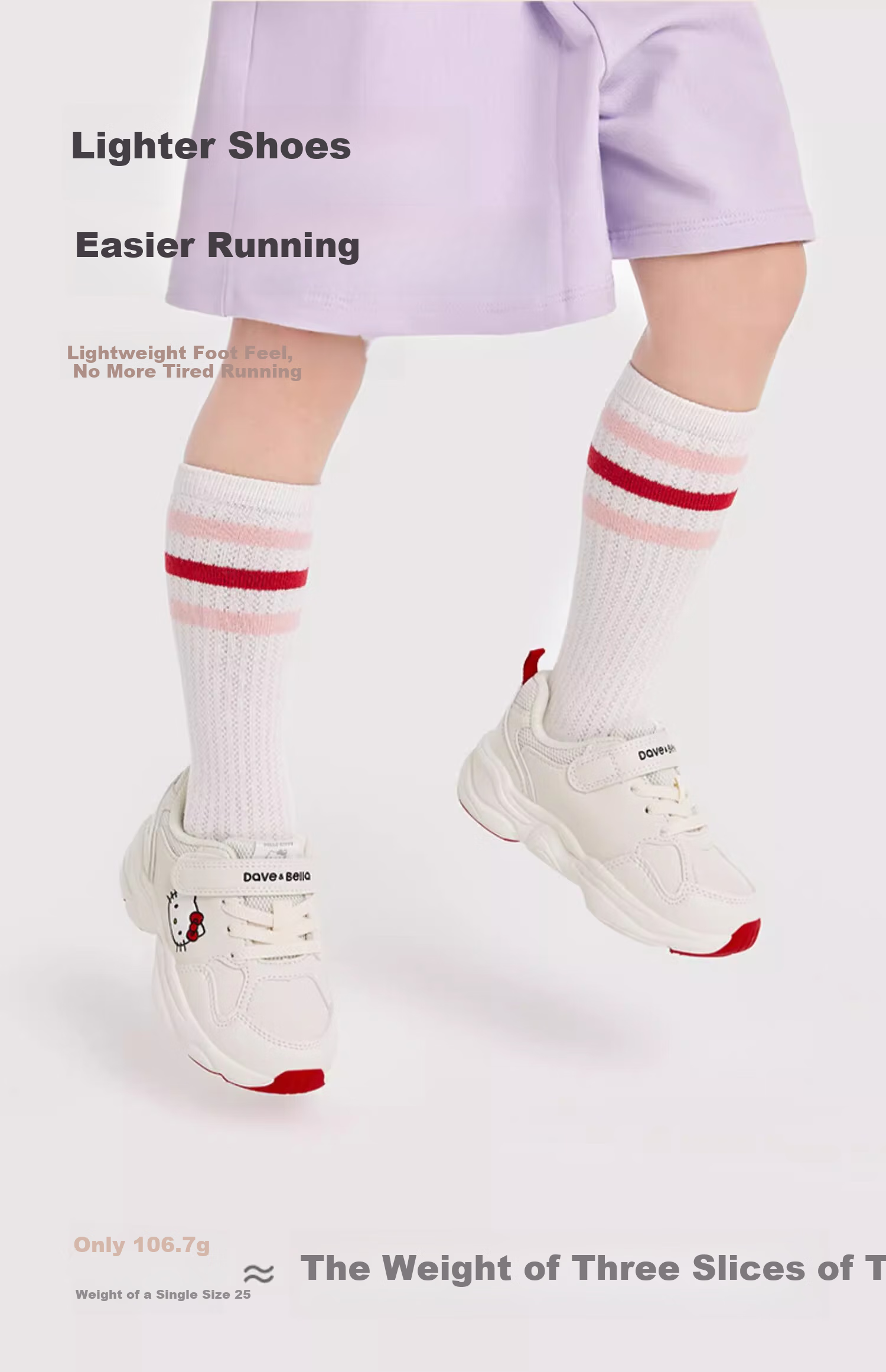 DAVE & BELLA Hello Kitty Collaboration Children's Sneakers Spring And Autumn Girls' Shoes White Sneakers 3