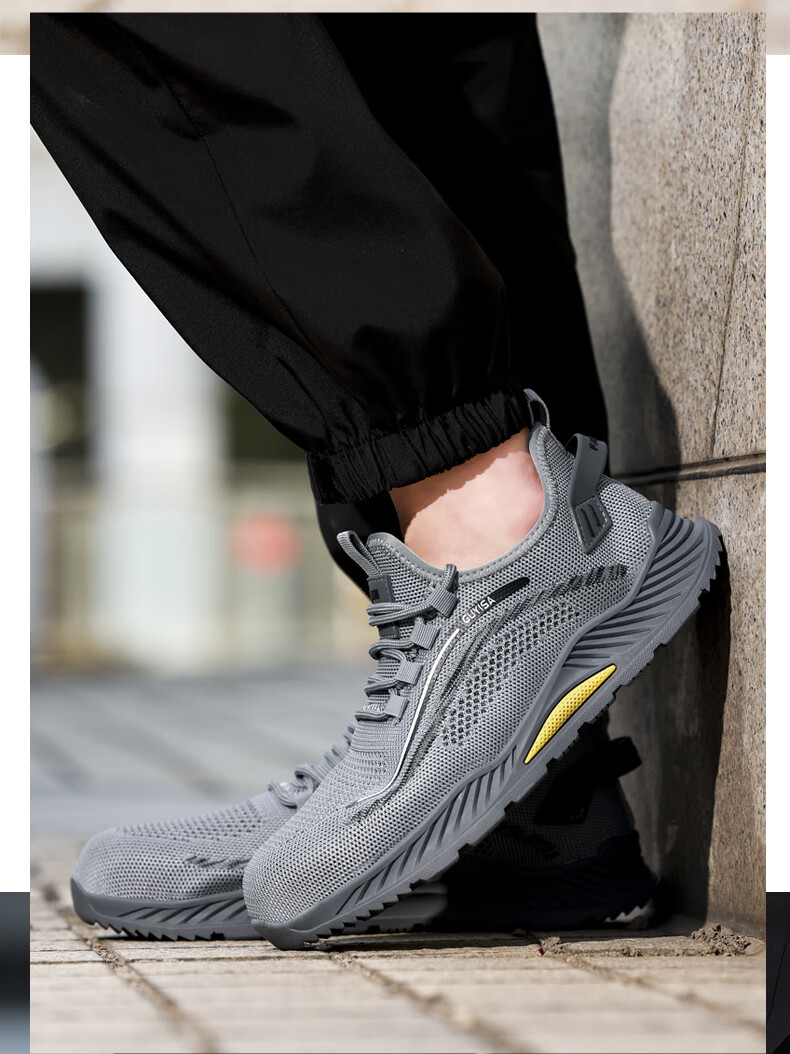 JUNBU Safety Shoes for Men, Summer Breathable Insulated Anti-Smashing Anti-Puncture Electrician Comfortable Safe Work Shoes 5023BKVT Size 38 1