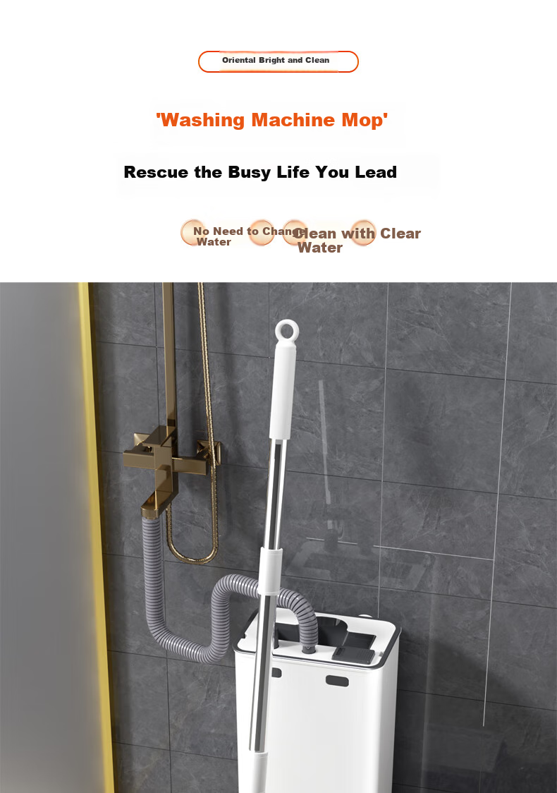 Dongfangliangjie Mop, Household All-In 40cm Large Size, No-Hand Wet And Dry Flat Mop with Storage Tank, Direct Drainage for Dirty Water 1