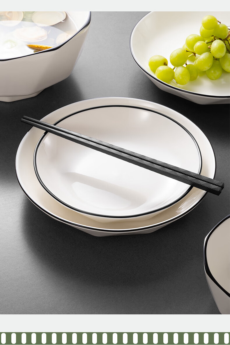 Millennium Love Wood Black Brick Stone Ceramic 5-Inch Rice Bowl Chinese Style White Household Heat-Resistant Noodle Soup Bowl Microwave Safe TCW0021 14