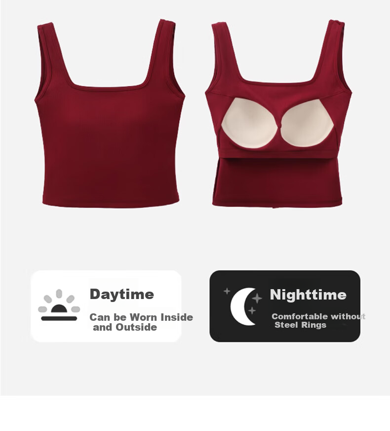 LangSha Women's Camisole Tank Top, Spring/summer 2026 New Style, Pure Cotton with Built-In Bra Pads, Beautiful Back Design, Suitable for Inner Wear Or Outer Wear As A Base Layer Top 4
