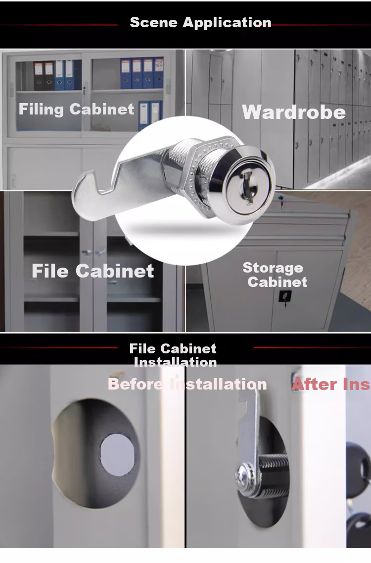Shouli Office Desk Drawer Lock, Storage Cabinet, Wardrobe, File Cabinet Lock, Durable Anti-Theft, Length 20mm [Single Lock], 2 Pieces 3