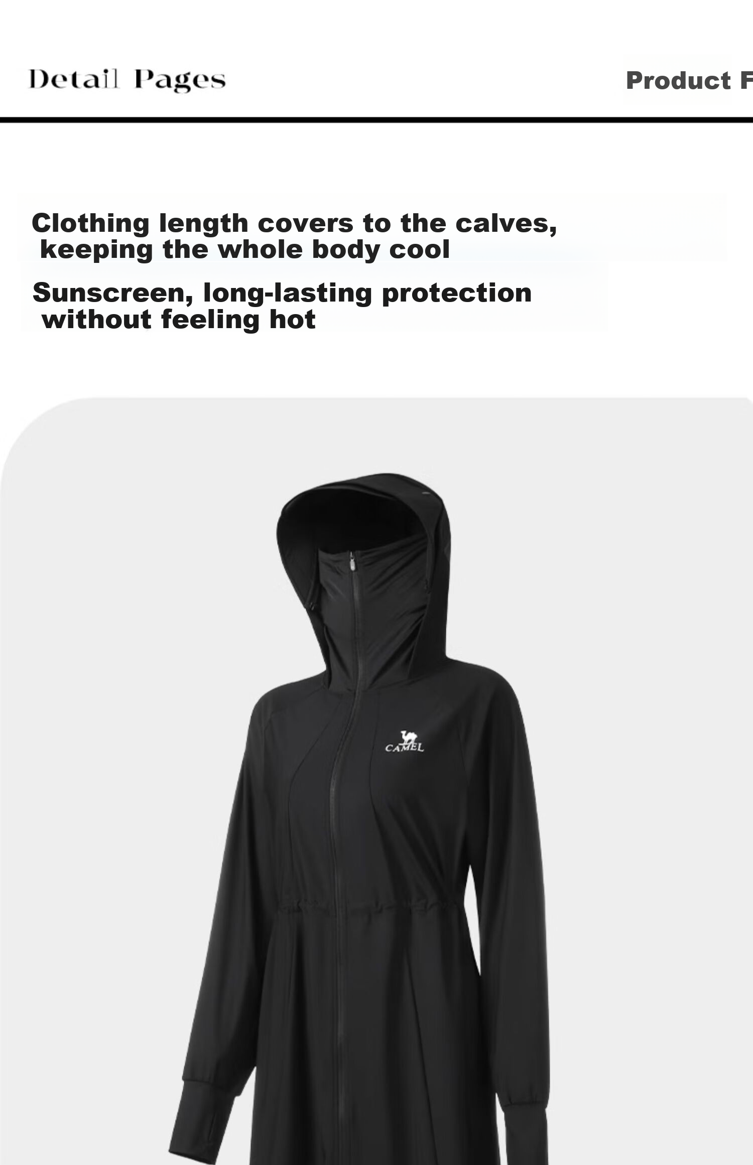 CAMEL [Muguang] Cool White Outdoor Sun Protection Long UV-Resistant Cooling Sun Protection Clothing 3