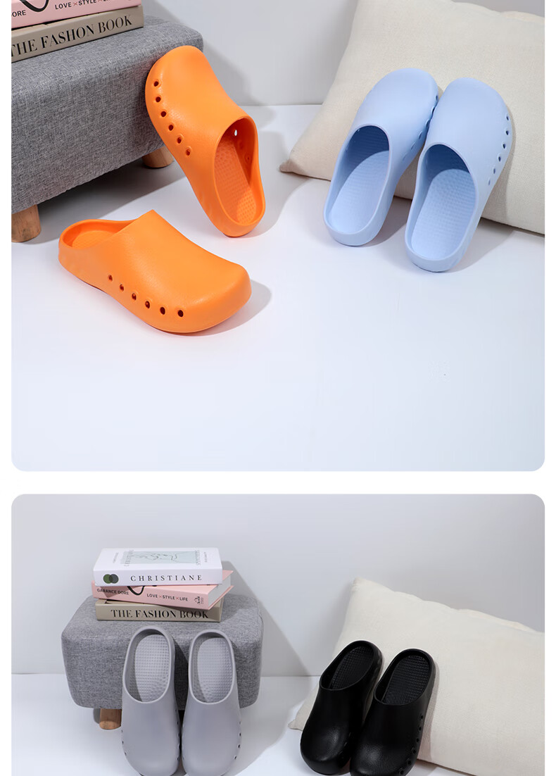 Grace Surgical Shoes Thick Sole Breathable Indoor Soft EVA Non-Slip Nurse Slippers Unisex Orange Size 41-42 8