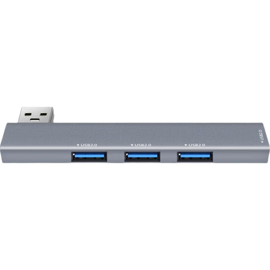 USB-хаб iSky, алюминиевый корпус, 4 порта USB 3.0/2.0, серый, версия с левым креплением