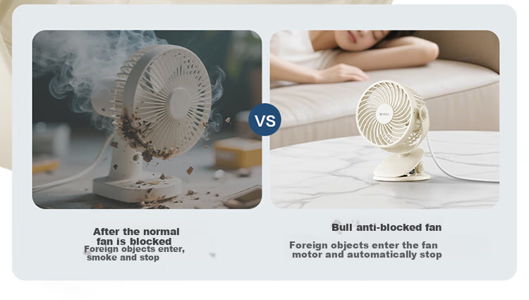 Bull USB Desktop Fan [3C Certified Battery] Mini Quiet Small Fan 4000mAh Rechargeable for Student Dormitory Office Desktop Clip Fan 13