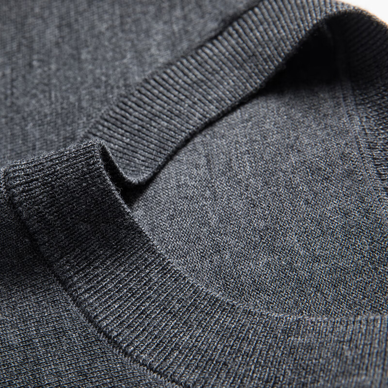 Hengyuanxiang Men's Fine-Spun Washable Round Neck Pure Wool Sweater, Versatile Knitted Base Layer T-Shirt for Commuting And Everyday Wear