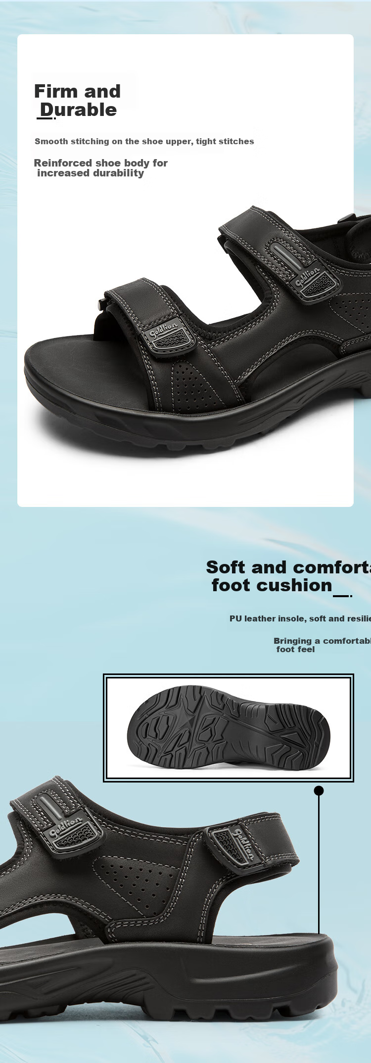 Goldlion Men's Shoes, Summer New Style Men's Sandals, Lightweight Comfortable Outdoor Beach Shoes, G596520048AAF, Black, Size 38 4