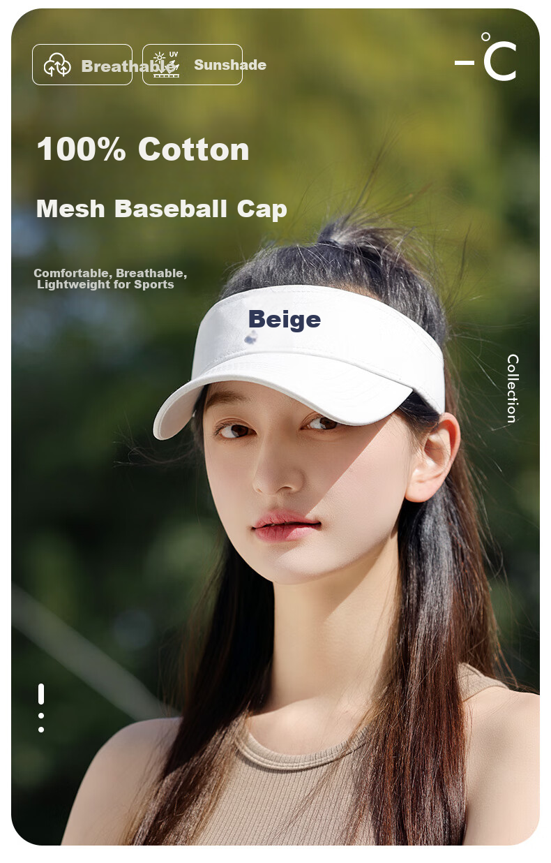 MOERCIAN Sun Visor Baseball Cap for Women, UV Protection Hat, Outdoor Sports Running Breathable Sweat-Absorbing Sunshade Cap 1