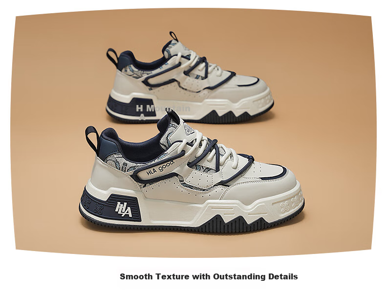 HLA Men's Versatile Thick-Soled Sneakers, Comfortable Casual Shoes, White Sneakers for Men, J293 White And Blue, Size 41 5