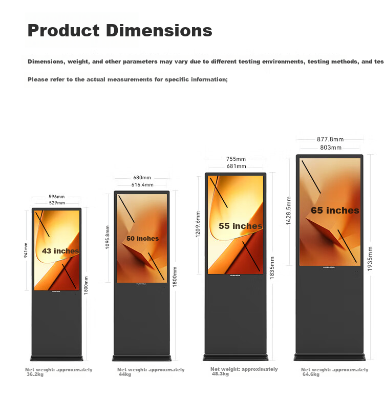 Hushida 65-inch Vertical Advertising Machine 4K Electronic Menu Digital Signage Vertical All-in-One Digital Display Electronic Water Sign Non-Touch LS-65 2