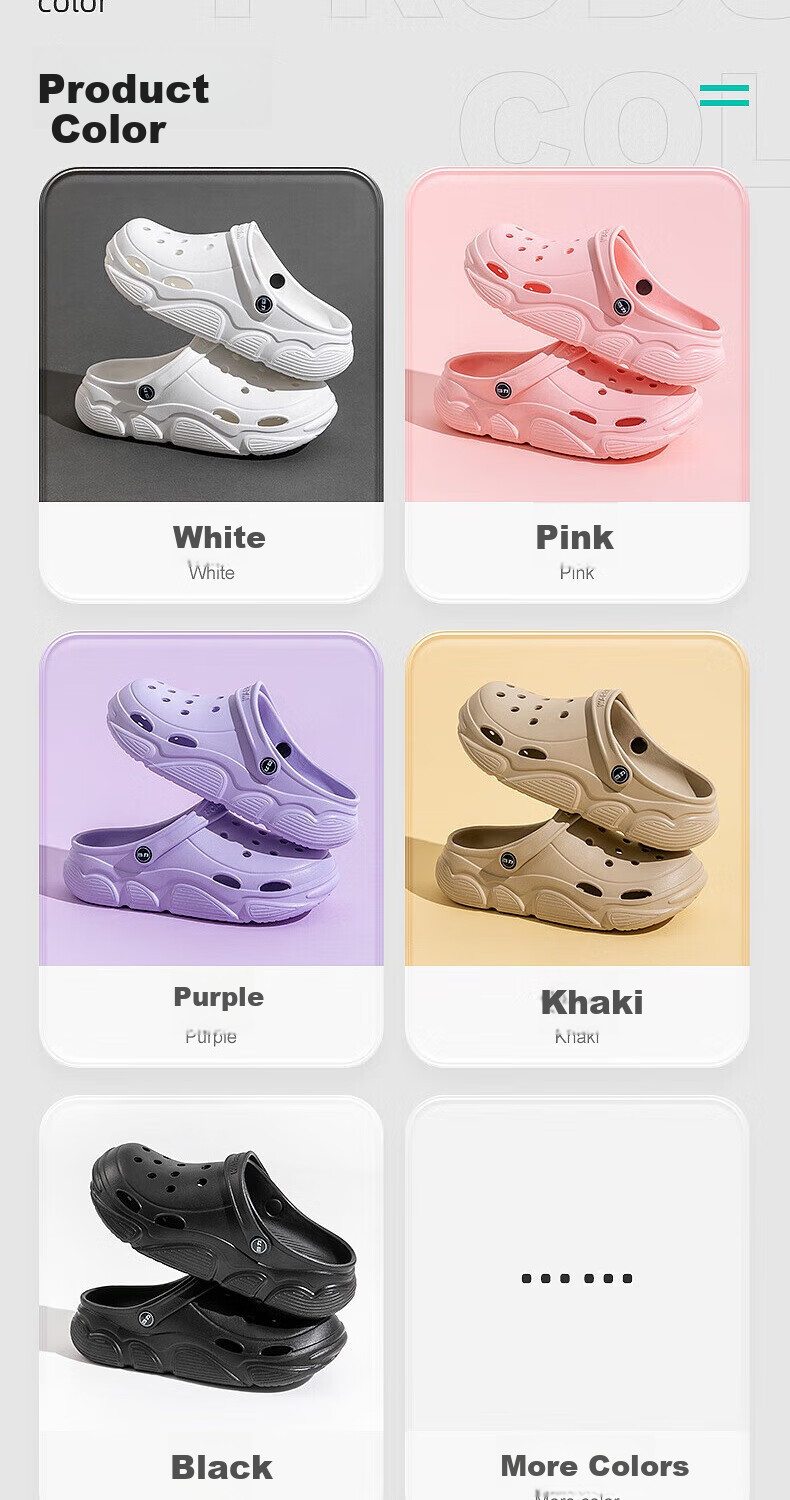 Huili Women's Perforated Shoes, Outdoor Wear, Non-Slip Thick Sole, Beach Sandals, Ladies Casual Dual-Use Closed-Toe Slippers, White And Black, Size 39 7