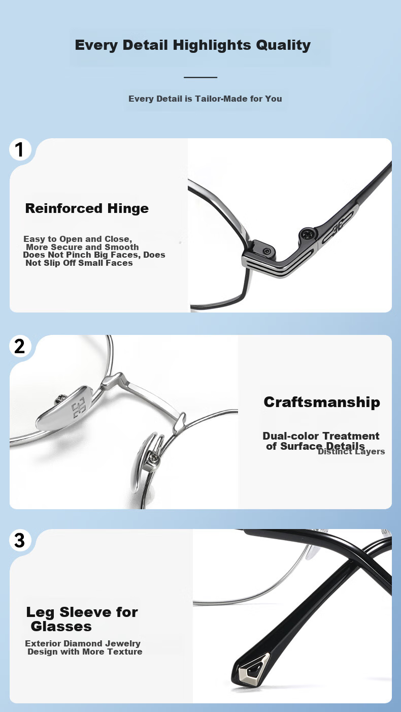 ARNO FOCUS ON YOUR EYES German Imported Lenses Fashion Ultra-Light Pure Titanium High-Definition Anti-Blue Light Reading Glasses A107B 200 Degrees 8