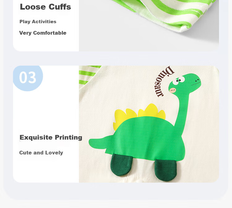 Badibadi [Pregnant Mom Has Etiquette] Spring And Autumn Pure Cotton Infant Onesie for Baby Boys And Girls, Romper with Strap Dinosaur Design, 66cm 18