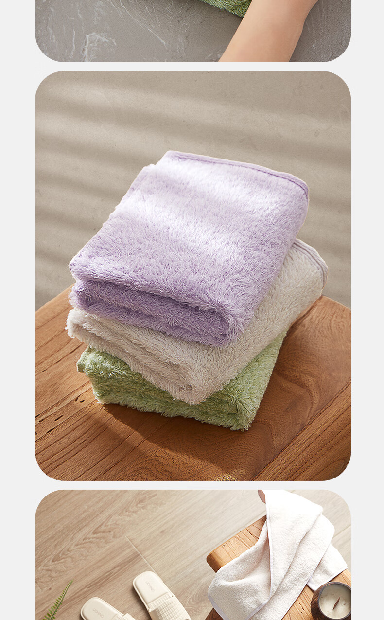UCHINO Cloud Dream Unspun Xinjiang Long-Staple Cotton Face Towel, Class A Unspun Color-Woven Craft, Soft Absorbent Refreshing Label, Purple 12