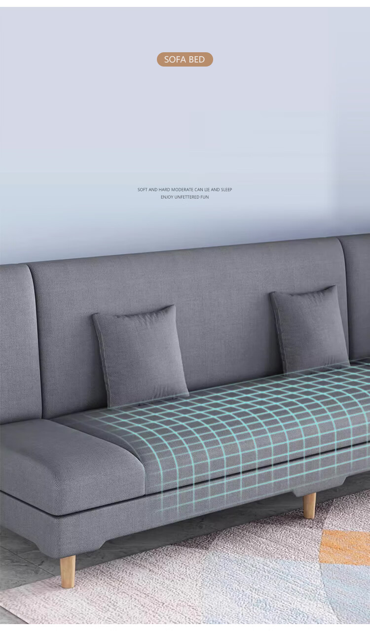 L&S Sofa Living Room Foldable Sofa Bed Dual-Use Small Apartment Fabric Sofa Four-Seater 66A Dark Gray 1.8m 8