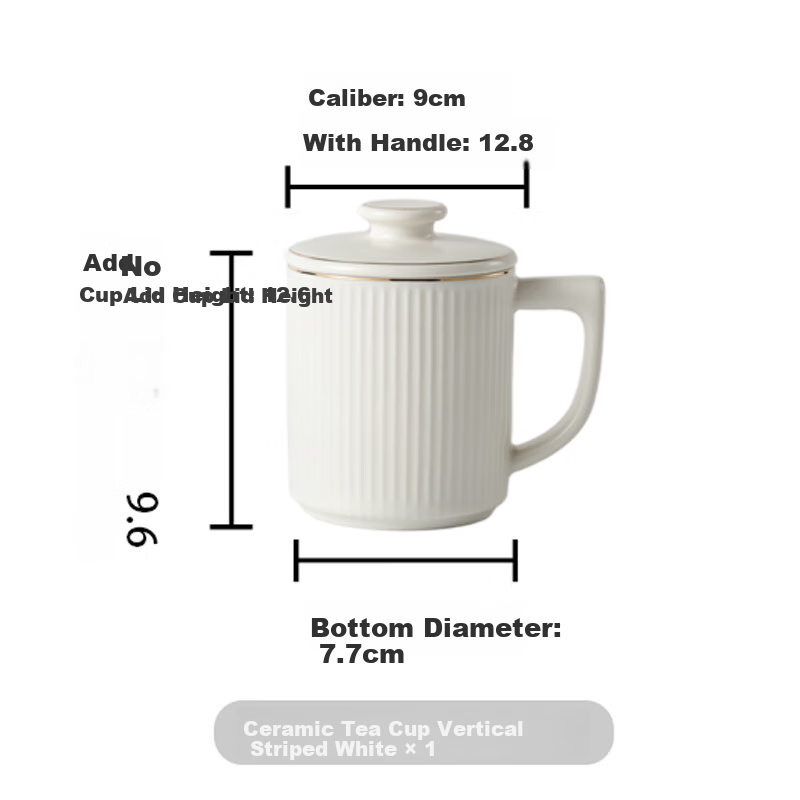 Jieyajie Ceramic Mug with Lid, 450ml, for Coffee, Milk, Breakfast, Office, Children's Water Cup, Tea Cup for Men And Women, White
