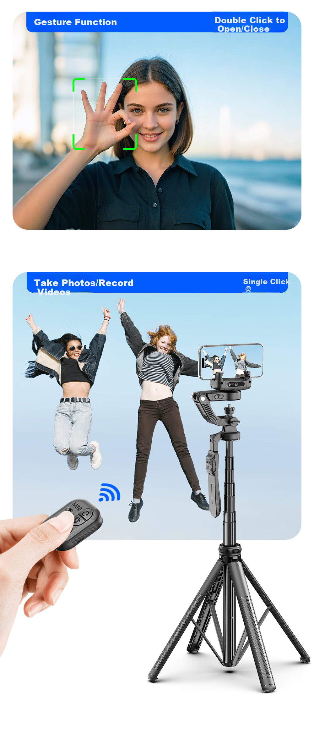 SUOYING [Over 100K Sold] Selfie Stick Gimbal Stabilizer, All-In Shooting Device, Portable Travel 360-Degree Rotation Anti-Shake Three-Axis Phone Stand, Shooting Floor Stand for Live Streaming 15