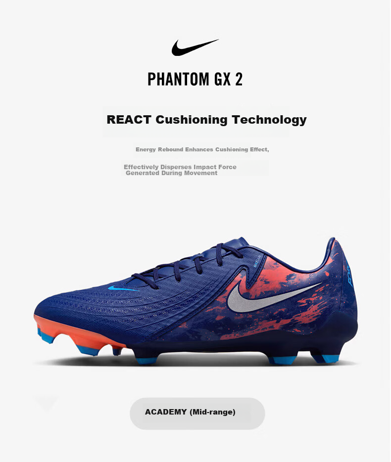 NIKE Men's Soccer Cleats, Dark Ghost GX 2 FG/MG Mixed Studs Sports Shoes HF1609-400 Space Blue 40.5 2