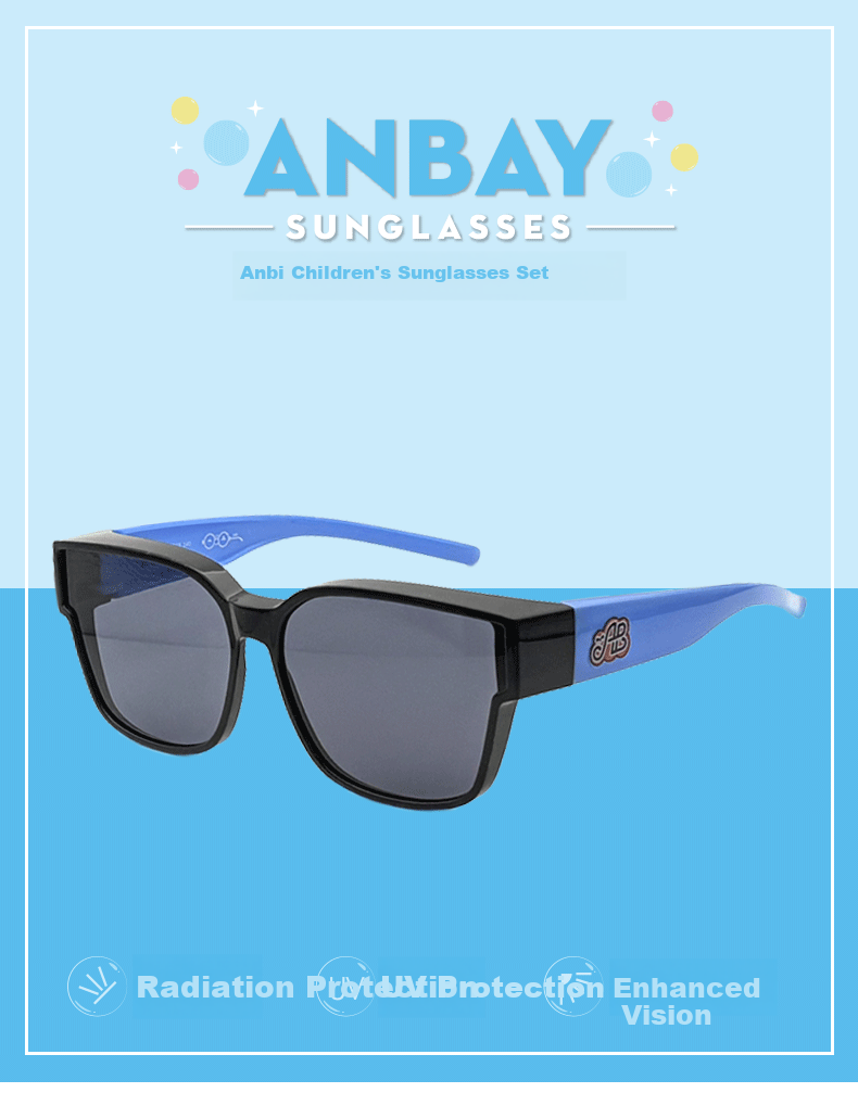 Anbay Children's Sunglasses Set, Boys' Fashionable Lightweight Sunglasses, Can Be Worn Over Prescription Glasses, Simple And Clear, Girls' UV Protection Sunglasses 1