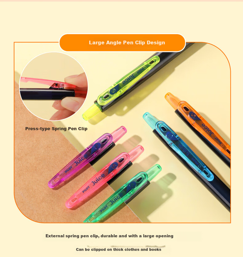 PILOT JUICE Gel Pen, Colorful Retractable Pen, Signature Pen, Water-Based Pen, Student Planner Pen, Stationery Office Supplies, LJU-15 0.5mm, Neon Apricot 10