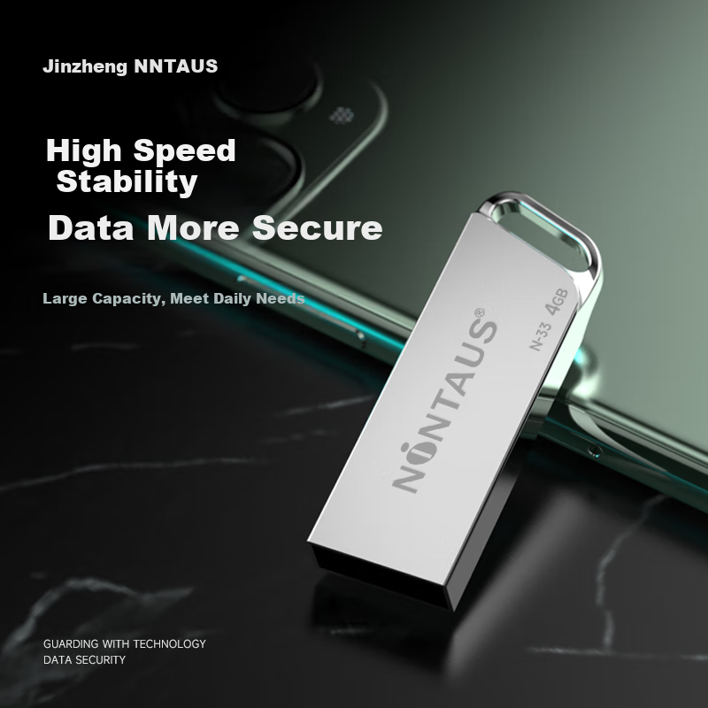 NINTAUS 4GB USB2.0 Flash Drive, N-33 Silver Color, for Mobile Phones And Computers, Metal Office Business Proposal Thumb Drive, Car-Mounted Mini Versio
