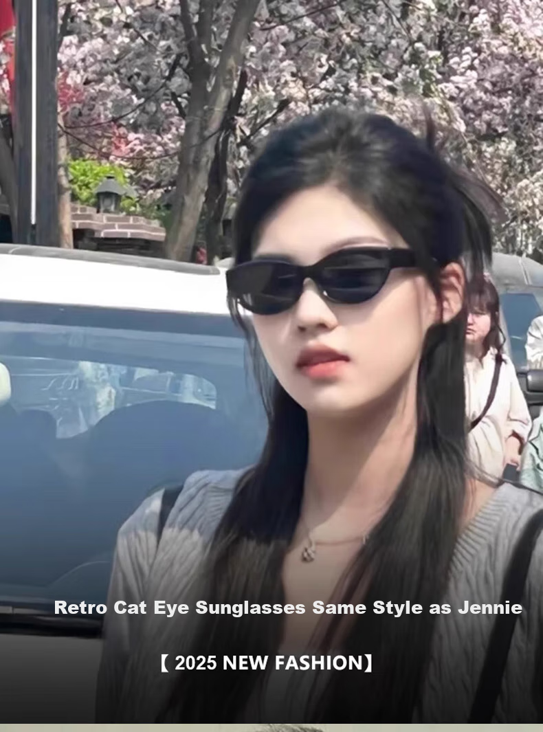 FENCHI Jennie Style Sunglasses for Women, Retro Hot Girl Cat Eye Small Frame GM Glasses Polarized UV Protection Sunglasses for Small Faces 1