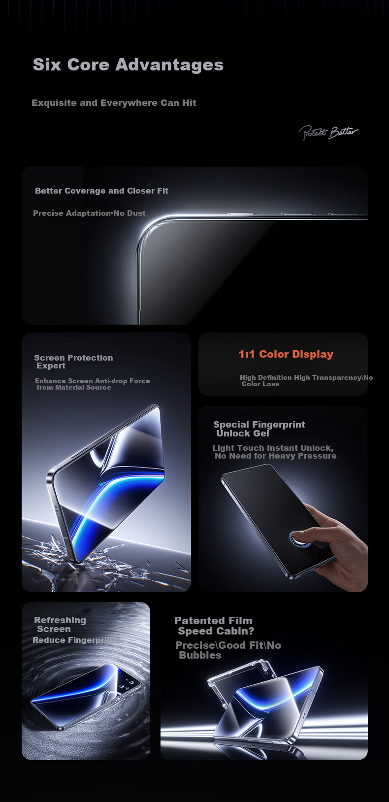 Benks Tempered Glass Screen Protector for Samsung S25 Edge, Full Coverage High Definition Corning Gorilla Glass Anti-Scratch Anti-Drop Anti-Fingerprint Full Adhesive Glass Protective Film 2