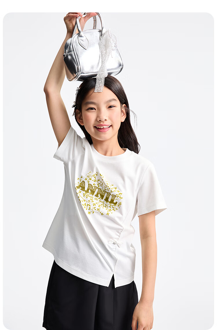 Annil [Memory Foam Cooling T-Shirt] Annil Girls' Round Neck Short-Sleeve T-Shirt, 2025 Summer New Casual Printed Style 3