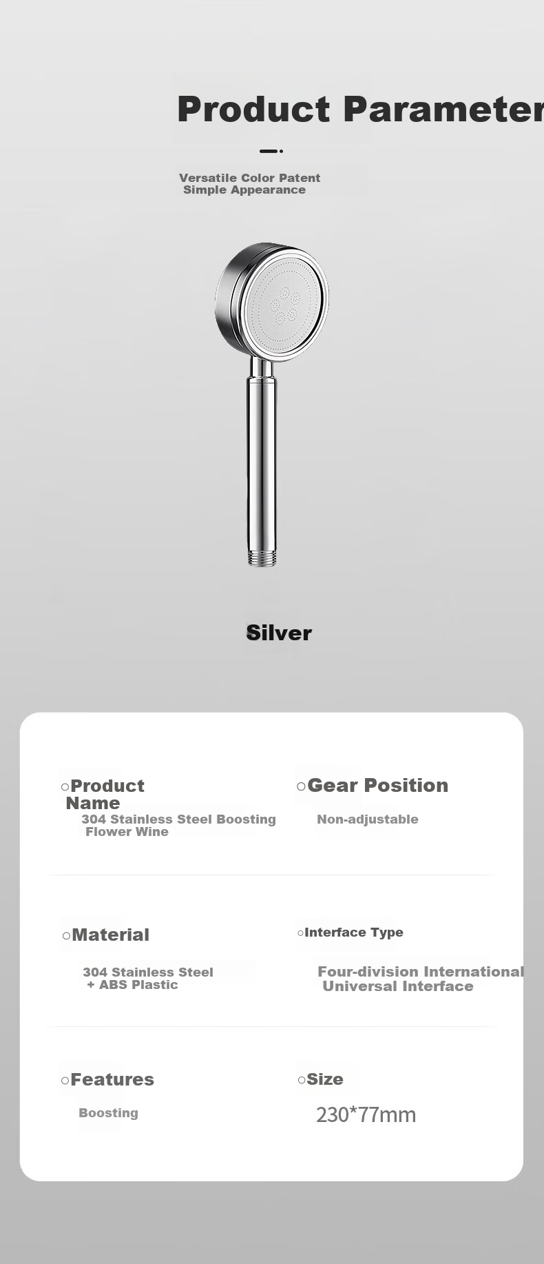 OPLSED [Germany] 304 Stainless Steel Pressure-Boosting Five-Speed Shower Head, Handheld Bathing Sprayer for Home Use, OP-BXG003 11