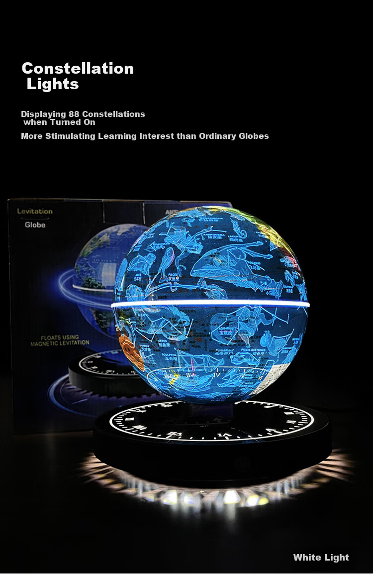 Hengyi Magnetic Levitation Globe, Educational Toy for Boys Aged 8-12, Φ14cm Light Blue Spherical Body with Glow-In Effect, New Year Gift 10