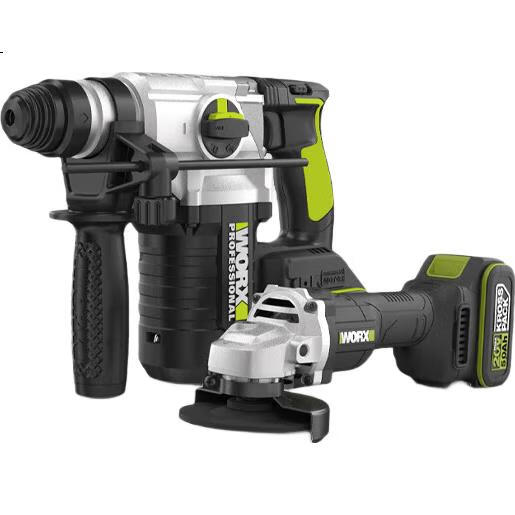 Набор WORX: бесщеточный ударный гайковерт 20 В WU388.4 (2 аккумулятора 5.0 Ач) + УШМ 20 В WU805.9