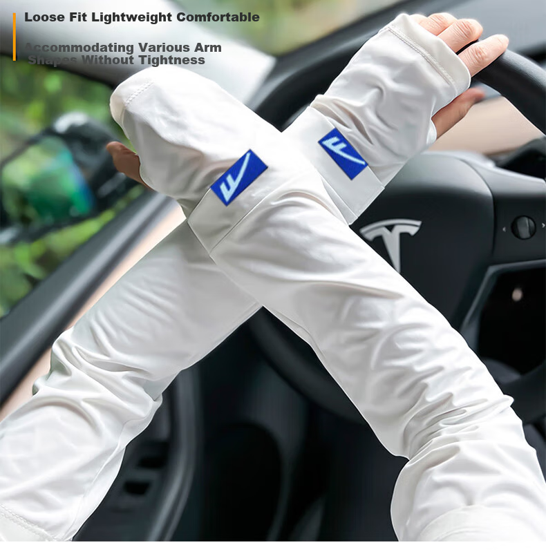 Huili Ice Silk Summer Driving Loose Arm Sleeves, Cool-Touch UV Protection Arm Covers for Cycling, Sun Protection Arm Sleeves 5