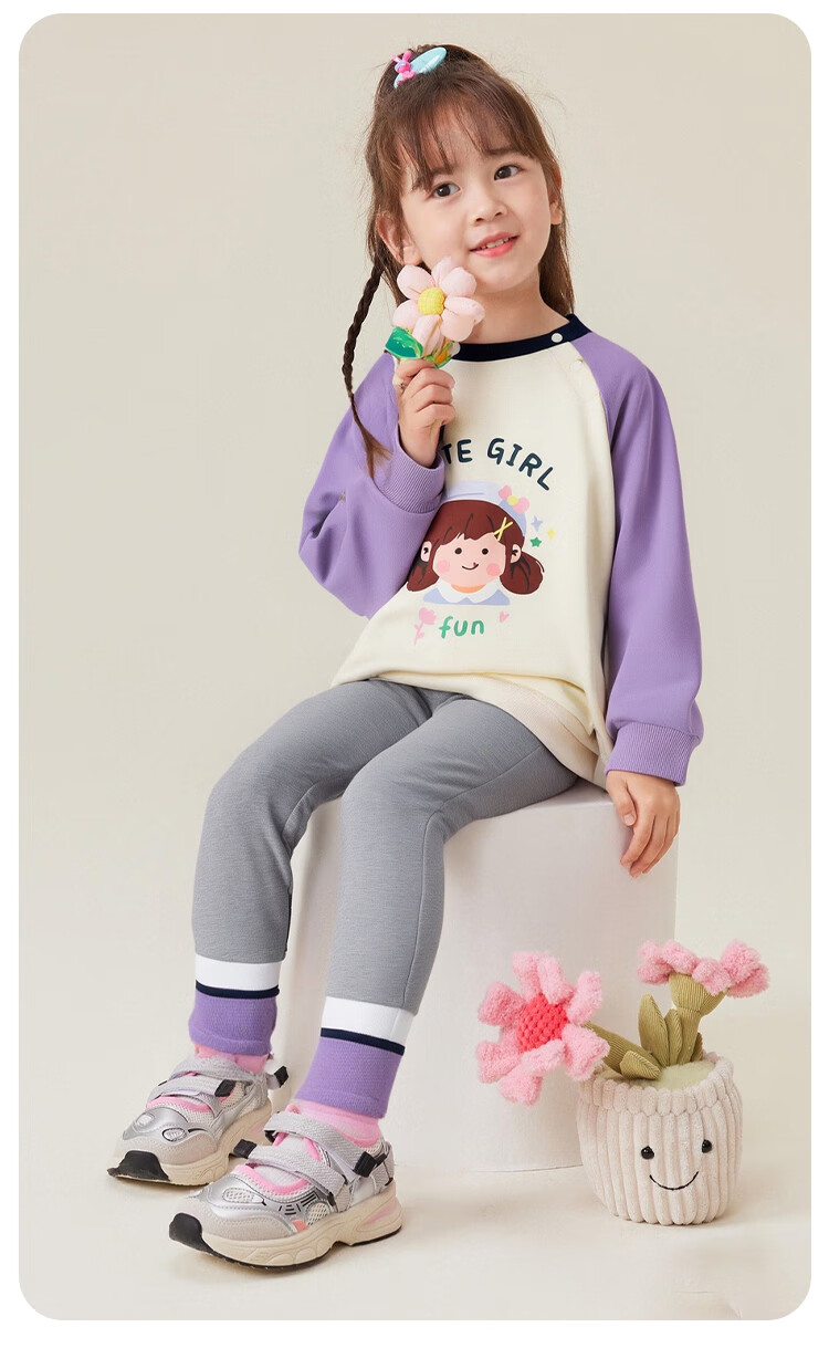 YUZHAOLIN Children's Outfit, Spring Girls' Sweatshirt And Pants Two-Piece Set, Casual Clothing for Young Kids, Colorful Children's Wear 5