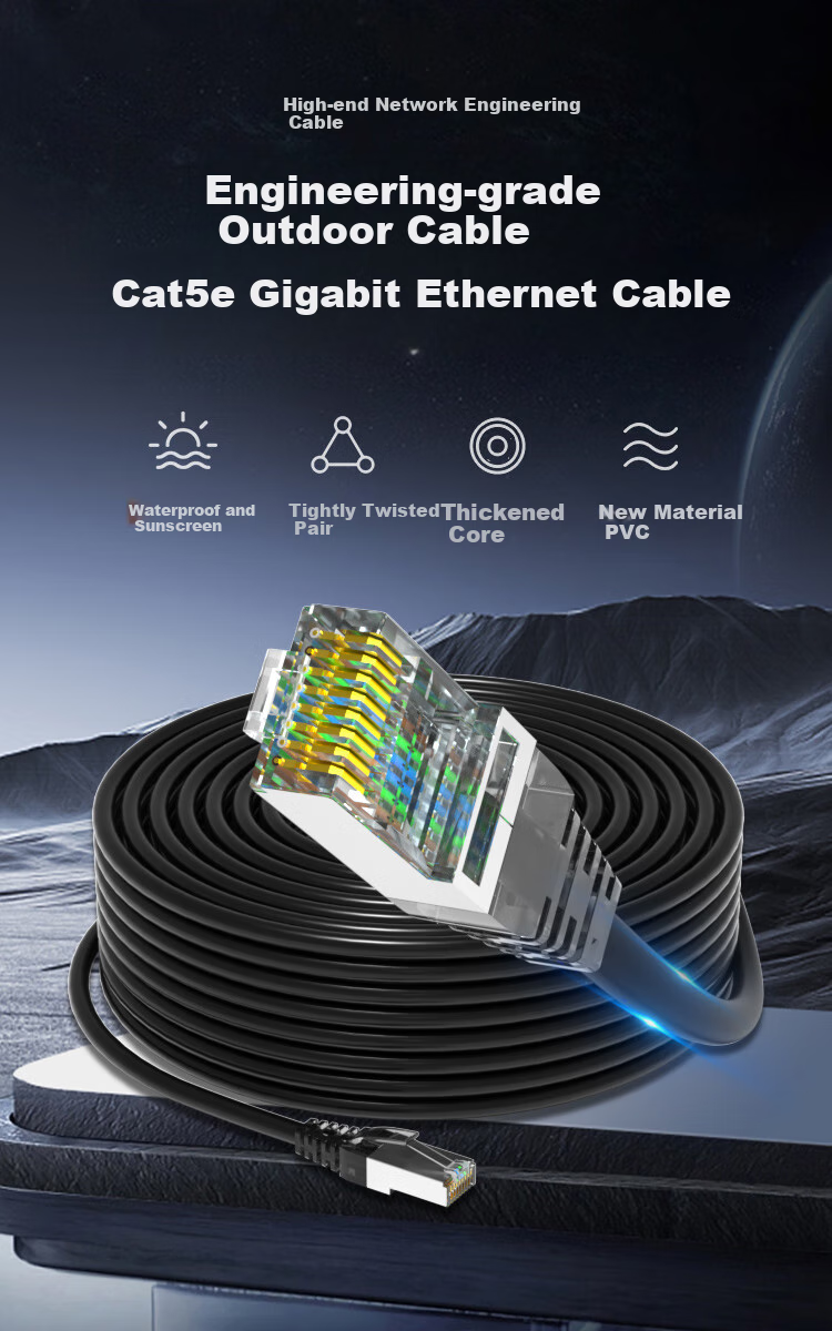 BOSENDE Outdoor Network Cable, Cat5e Gigabit 70 Meters, Surveillance Camera Network Cable for Home Use, Waterproof, Sun-Resistant, Cold-Resistant, with RJ45 Connector, Cat5 Unshielded Network Cable BSD-CPY5 1