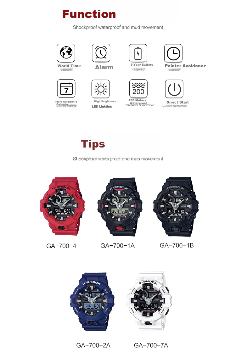 Casio Men's G-SHOCK Sports Digital Watch, Smart Student Watch, Japanese And Korean Style, Gift for Boyfriend, GA-700 2