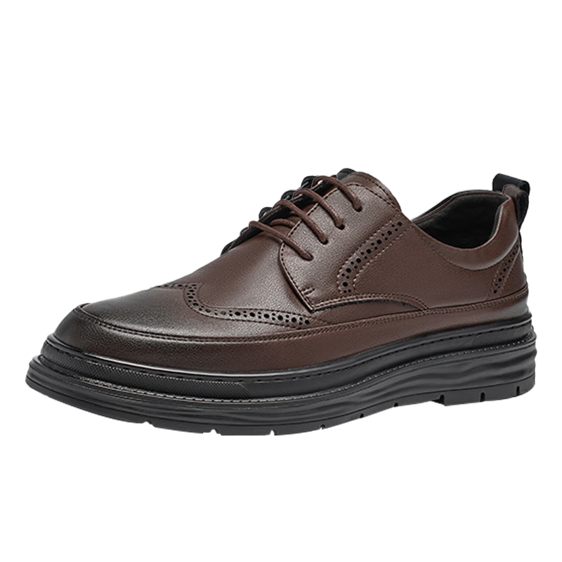 HLA Men's Brogue Leather Shoes, Breathable Business Casual Footwear HAAPXM1EAV069, Brown, Size 42