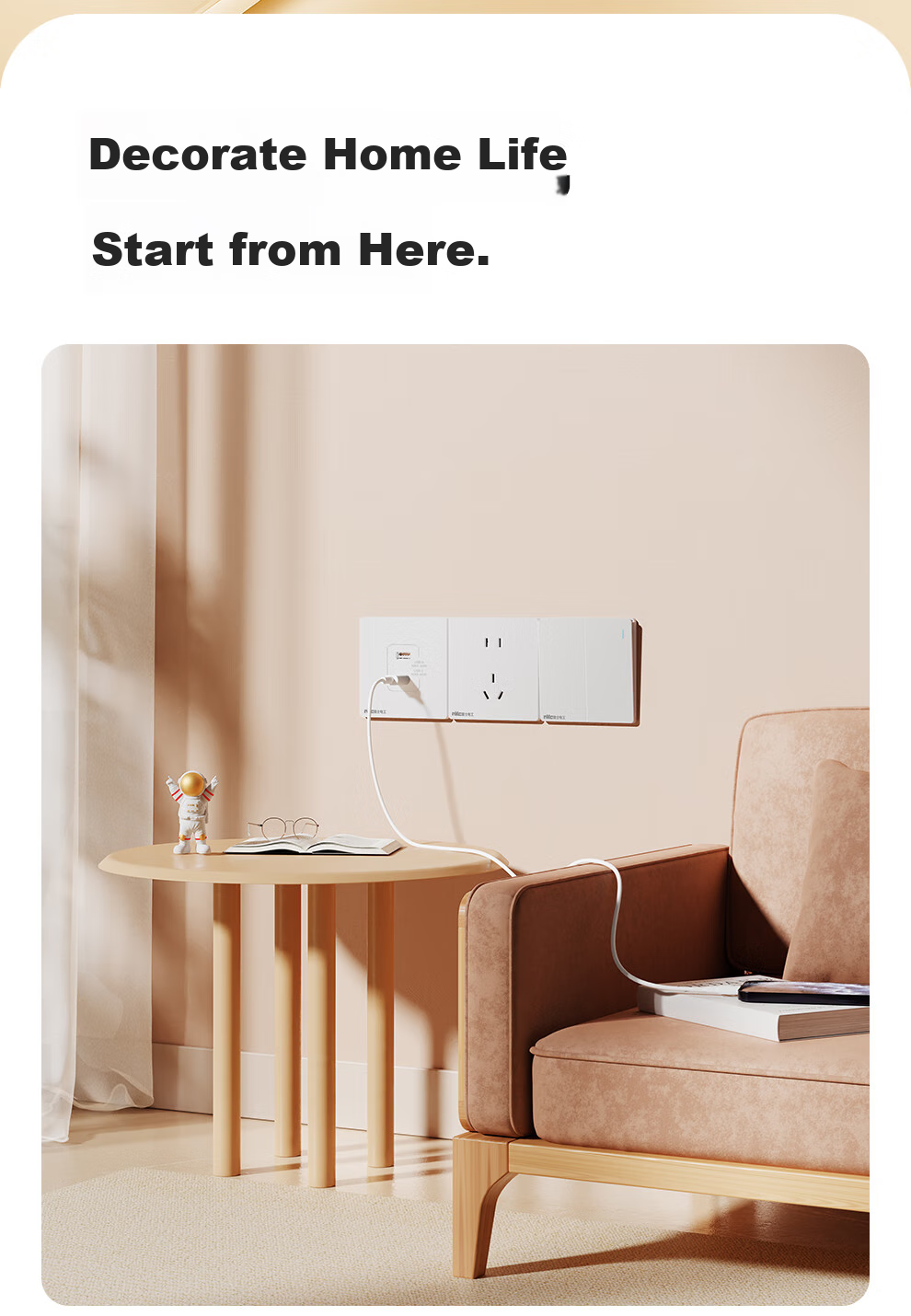 NVCleishidiangong Switch Socket, Category 6 Computer Socket, 86-Type Concealed Network Panel, N25 Cream White 6