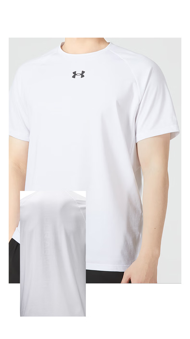 Under Armour Quick-Dry Short-Sleeve T-Shirt for Men, Summer Antibacterial Comfortable Casual Sports Trendy Versatile Fitness Training Top Half Sleeve 6