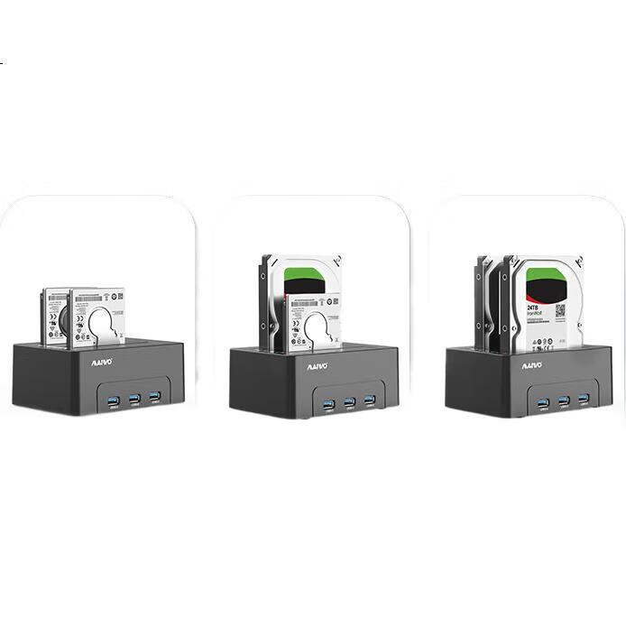 MAIWO K3082H док-станция для жестких дисков USB 3.0, внешний считыватель для 3.5/2.5-дюймовых механических/твердотельных накопителей, с USB-хабом, копир, черный