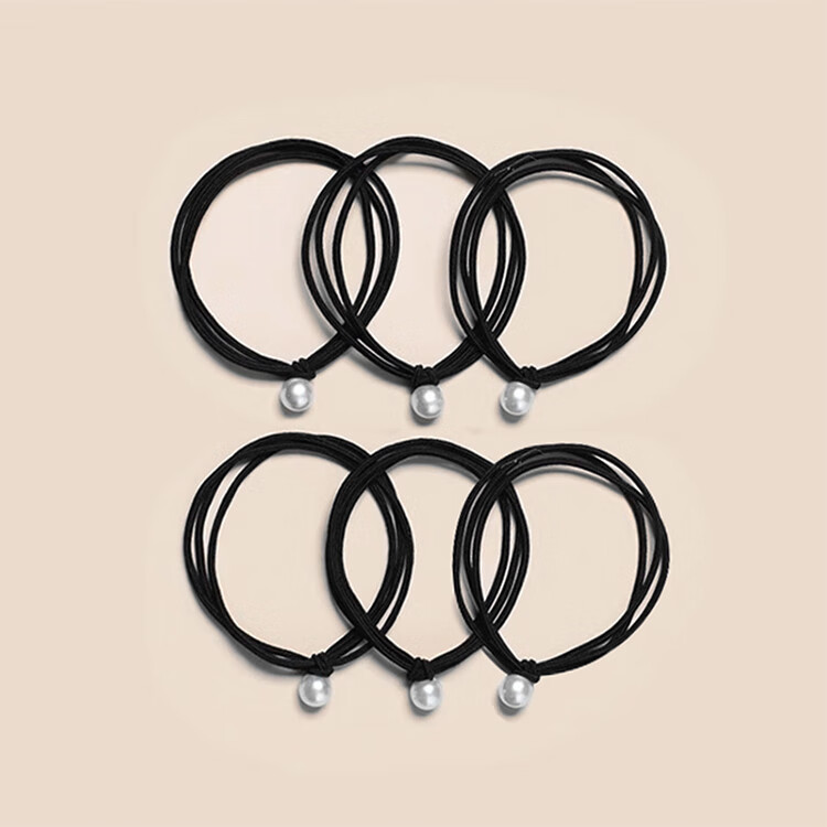 Xiangwan Hair Ties, 6 Pack, Versatile Elastic Hair Bands for Commuting, High Elasticity Beaded Hair Bands, Hair Rings, Rubber Bands, Invisible Hair Ties 3