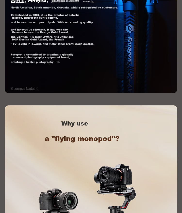 Fotopro Flying One Tripod, Quick-Release Design, Foot-Operated Unlocking, 32mm Diameter Carbon Fiber Camera Tripod, Flame Orange 3